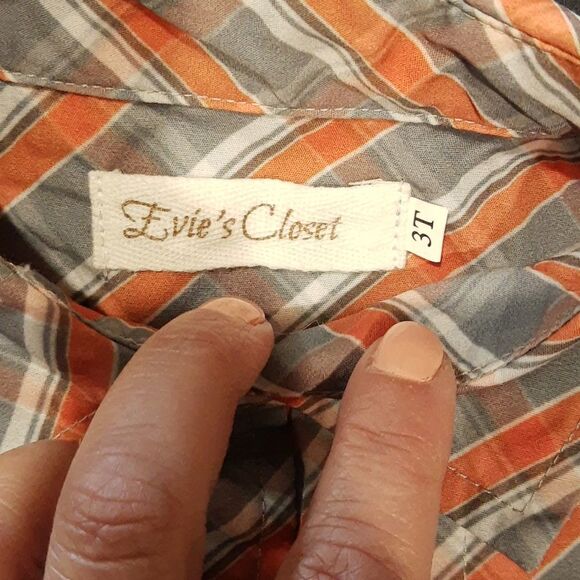 EVIE'S Closet Orange and Gray Button Down Size 3T Boutique Top - Picture 7 of 7